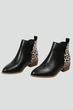 Women's Leather Boots with Side Zipper and Low Heel