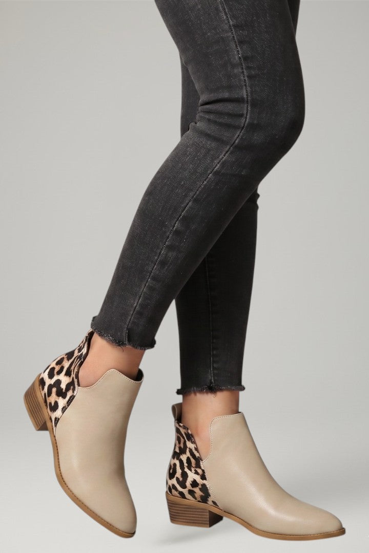 Women's Leather Boots with Side Zipper and Low Heel