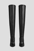 Women's Leather Boots with Zip Closure and Slim Heel