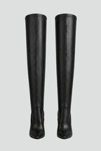 Women's Leather Boots with Zip Closure and Slim Heel