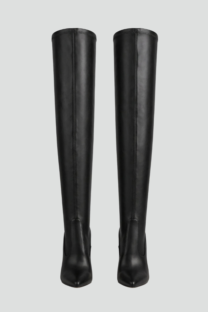 Women's Leather Boots with Zip Closure and Slim Heel