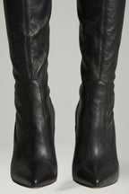 Women's Leather Boots with Zip Closure and Slim Heel