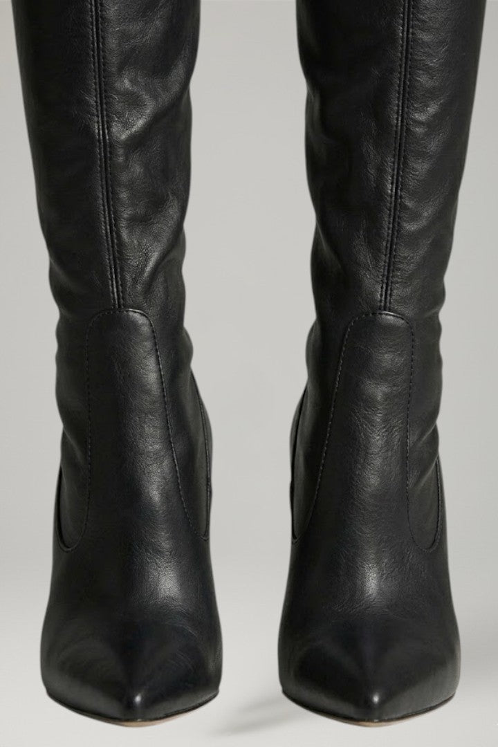 Women's Leather Boots with Zip Closure and Slim Heel