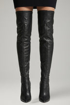 Women's Leather Boots with Zip Closure and Slim Heel