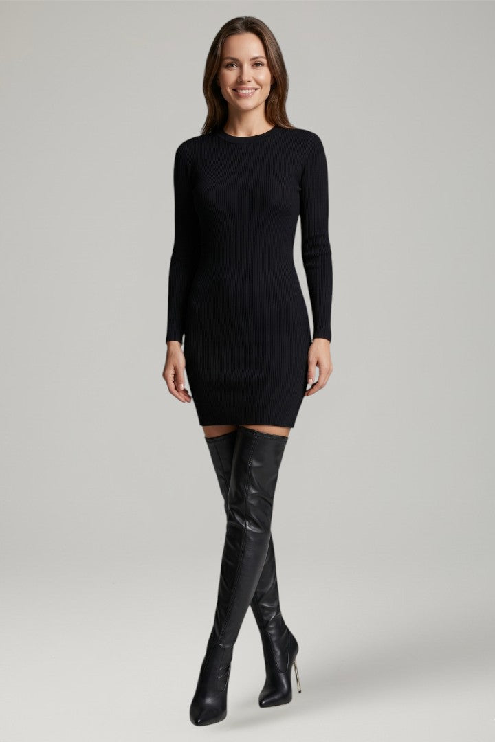 Women's Leather Boots with Zip Closure and Slim Heel