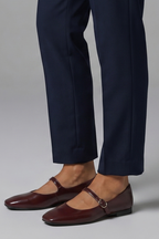 Women's Leather Flat Shoes with Buckle Strap for Everyday Wear