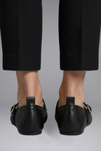 Women's Leather Flats with Buckle Closure for Everyday Wear