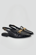 Women's Leather Flats with Buckle Closure for Summer