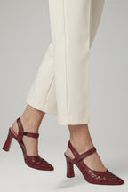 Women's Leather Heels with Buckle Fastening and Cushioned Sole