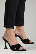 Women's Leather Heels with Open Toe and Stiletto Heel
