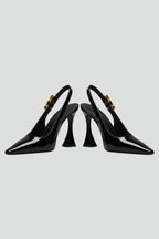 Women's Leather High Heels with Pointed Toe and Open Design