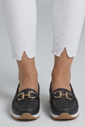 Women's Leather Loafers with Metal Hardware Detail for Everyday Wear