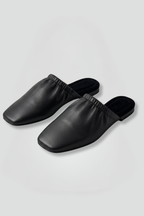 Women's Leather Mule Shoes with Cap Toe and Slip-On