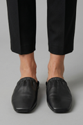 Women's Leather Mule Shoes with Cap Toe and Slip-On