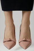 Women's Leather Pumps with Bow Detail and Flared Heel