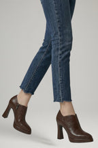 Women's Leather Pumps with Platform Sole and Side Zipper
