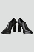 Women's Leather Pumps with Platform Sole and Side Zipper