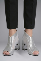 Women's Leather Sandals with Block Heel for Evening Wear