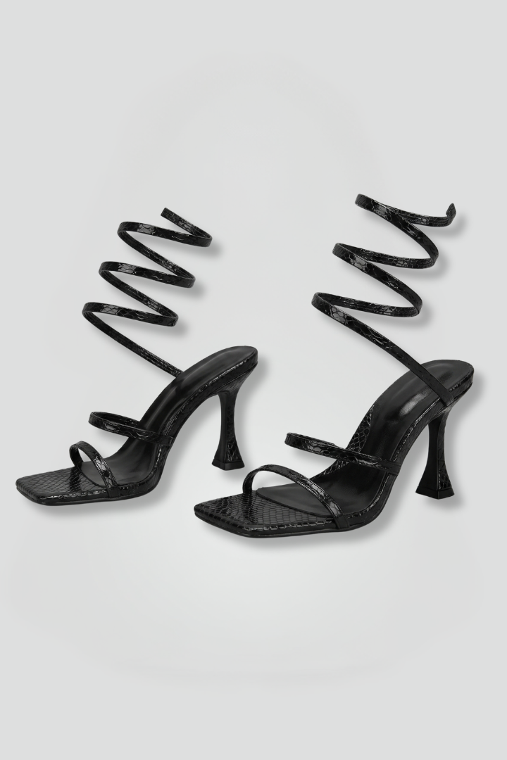 Women's Leather Sandals with Block Heel for Summer