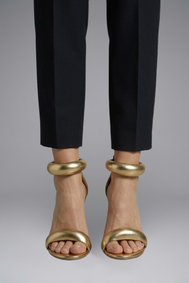 Women's Leather Sandals with High Heel for Party Wear