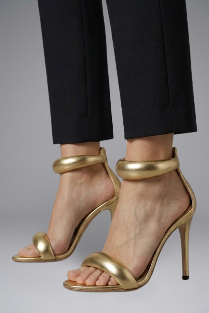 Women's Leather Sandals with High Heel for Party Wear