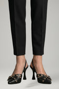 Women's Leather Sandals with Pointed Toe and Buckle