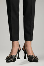 Women's Leather Sandals with Pointed Toe and Buckle