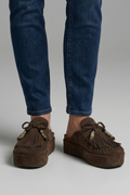 Women's Leather Sandals with Round Toe and Slip-On