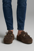 Women's Leather Sandals with Round Toe and Slip-On