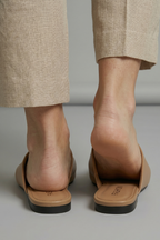 Women's Leather Sandals with Square Toe and Slip On