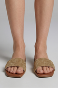 Women's Leather Slippers with Open Toe and Slip-On