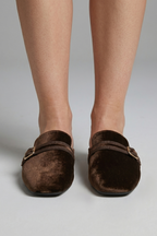 Women's Leather Slippers with Square Toe and Slip-On