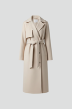 Elegant Kvinde Uldfrakke med Bælte i Beige og Brun — Main Image