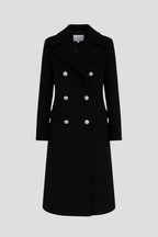 Stilfuld damefrakke - Dobbeltradet, Sort, Uldblanding — Main Image