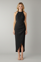 Women’s Long Dress with Halter Neck and Side Slit