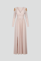 Women’s Long Dress with V-Neck and Side Slit
