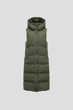 Lang quiltet vest med hætte til kvinder i flere farver, polyester — Main Image