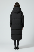 Lang dunjakke til kvinder i sort og beige, polyester, varm og vandafvisende — Image 5