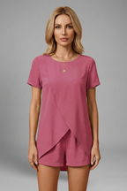 Women’s Lounge Set with Relaxed Fit and Short Sleeves
