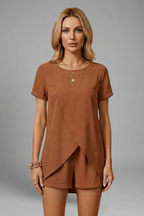 Women’s Lounge Set with Relaxed Fit and Short Sleeves