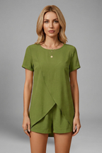Women’s Lounge Set with Relaxed Fit and Short Sleeves