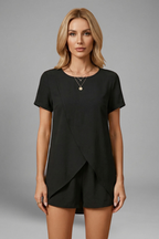 Women’s Lounge Set with Relaxed Fit and Short Sleeves