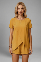 Women’s Lounge Set with Relaxed Fit and Short Sleeves