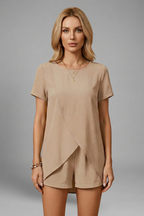 Women’s Lounge Set with Relaxed Fit and Short Sleeves