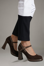 Women's Mary Jane Leather Shoes with Strap and Platform Heel