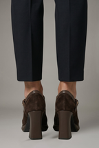Women's Mary Jane Leather Shoes with Strap and Platform Heel