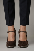 Women's Mary Jane Leather Shoes with Strap and Platform Heel