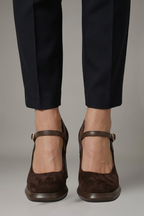 Women's Mary Jane Leather Shoes with Strap and Platform Heel