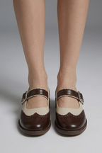 Women's Mary Jane Shoes with Two Tone Panels for Everyday Wear