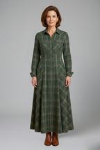 Women’s Maxi Dress with Button Front and Long Sleeves